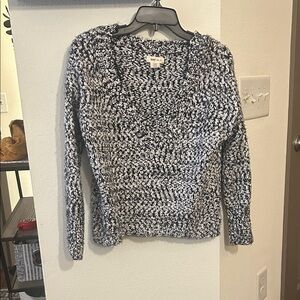 Yes Lola  Black & White Marled V-Neck Sweater